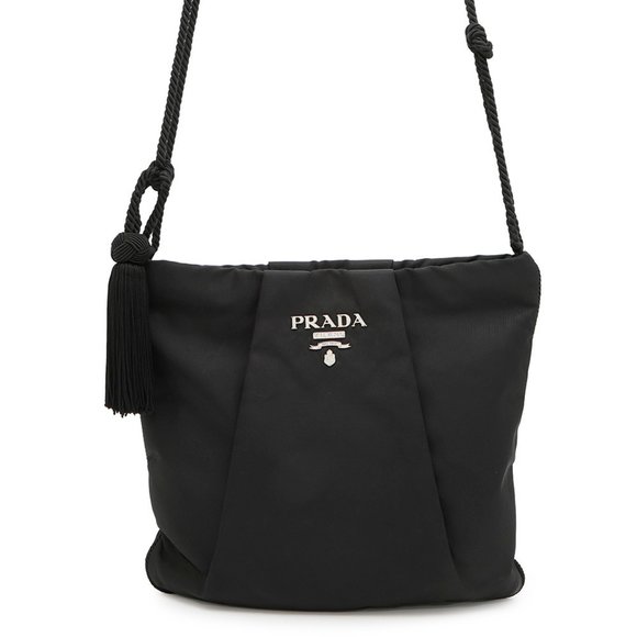 Prada Shoulder Bag Tassel Nylon PRADA Pochette Black - Picture 1 of 10